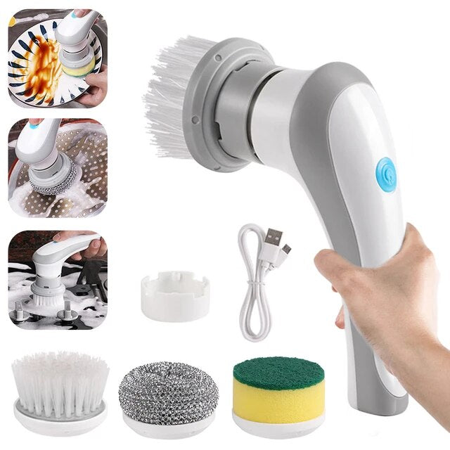 Limpiadora Eléctrica Giratoria Automática para Suelos y Superficies – Cepillo Rotativo Recargable
