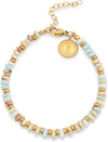 SINGULARU - Full Daylight Bracelet. Steel with 18Kt Gold Plated Finish. Coloured Crystals and Beans in Steel. Jewelry for Women, Yellow Gold, No Gemstone