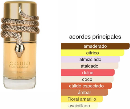 Perfume Musamam White Intense Original 100ML, Perfume Árabe Unisex de Larga Duración, EDP Incluye Atomizador Recargable 5ML, Fragancia con Notas de Bergamota, Coco y Sándalo (White Intense)