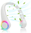 Ventilador de Cuello, Mini Ventilador Portatil, Ventilador Cuello Sin Aspas, Ventilador USB Recargable Bateria 4000 mAh con Ajustable 3 Velocidades Luz LED para Viajes Deporte Oficina Hogar