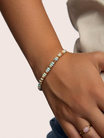 SINGULARU - Full Daylight Bracelet. Steel with 18Kt Gold Plated Finish. Coloured Crystals and Beans in Steel. Jewelry for Women, Yellow Gold, No Gemstone