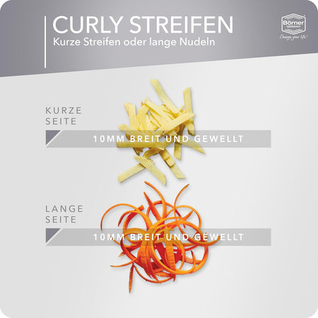 Börner Rallador Curly DesignLine • Cortador de Verduras en Tiras Onduladas • Made in Germany • Rallador Juliana para Verduras • Corte Ondulado • Mandolina Profesional (Violeta)