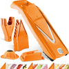 Börner Cortador de Verduras V5 (Set Profesional) • Mandolina en V Ajustable de 7 Piezas • 10 Tipos de Corte • Cortadora con Cuchillas de Acero Inoxidable • Incluye Base • Color: Blanco