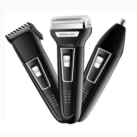 Afeitadora Multifunción 3 en 1 Premium Silver – Recortadora Eléctrica USB para Barba, Cuerpo