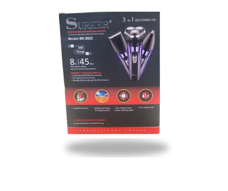 Afeitadora Multifunción 3 en 1 Premium SURKER™ Inalámbrica Recargable – Corta Barba, Rasura y Perfiladora