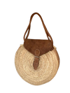 Bolso de Mimbre Redondo Hecho a Mano con Correa de Cuero – Natural – Moda Mujer