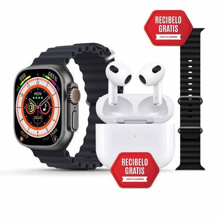 Smartwatch Ultra 9 con Auriculares Bluetooth y Correa de Regalo - Compatible iOS Android